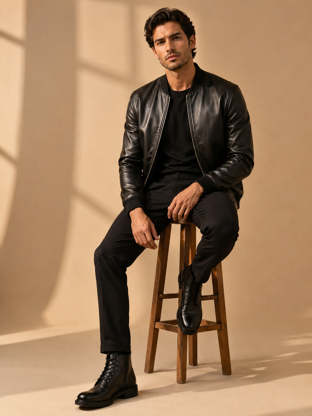 01-3.png Knox Leather Bomber Jacket - Image 1