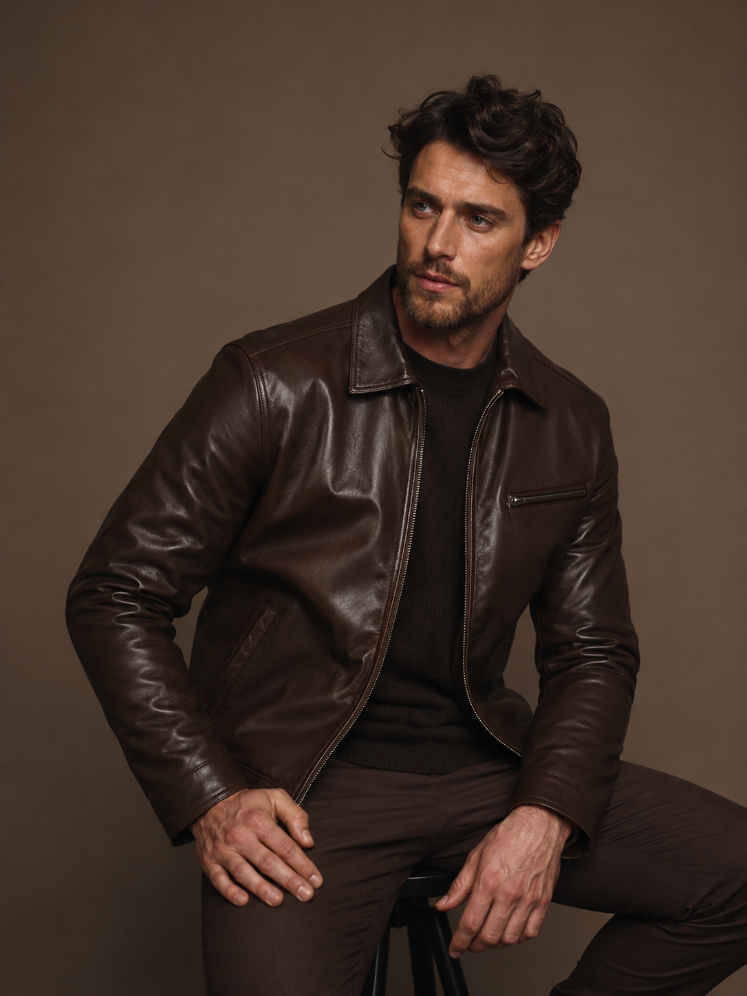 03.png Hunter Brown Leather Jacket - Image 1