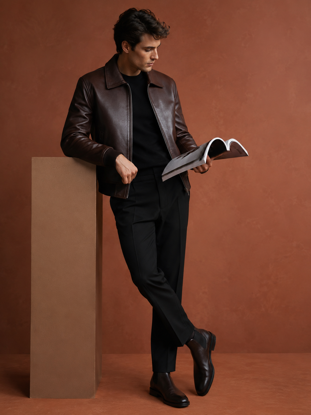 04-1.png Roman Suede Leather Bomber Jacket - Image 1